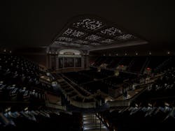 The re-created laylight can create the effect of a star-filled evening sky, DAR Constitution Hall
