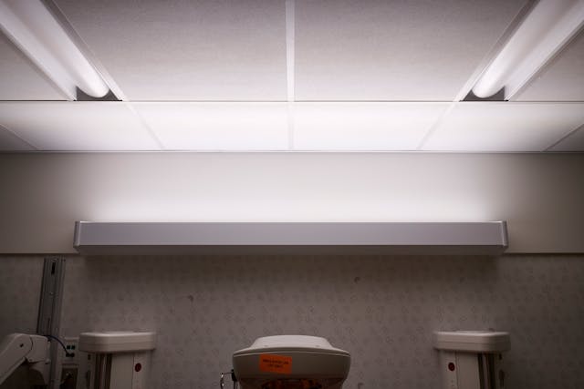 The custom circadian lighting system delivers indirect light from the headwall above NICU isolettes at the Critical Care Building at Cincinnati Children&apos;s Hospital Medical Center.