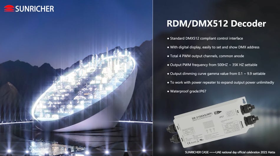The DMX Decoder from Shenzhen Sunricher Technology Co., Ltd. will be featured in the connected lighting zone.